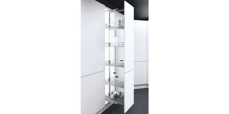 Pull Out Larder Unit, Saphir Mesh Chrome Wire Baskets, VS TAL Larder