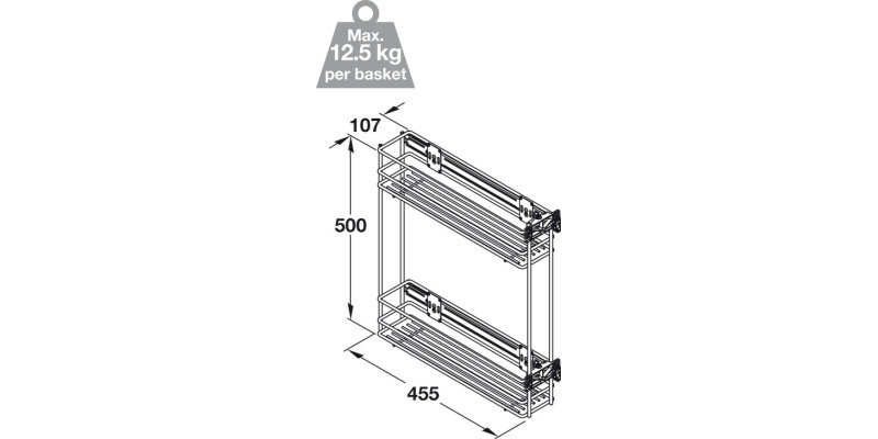 PO Baskets 2-Tier 150mm UH Linear Chrome