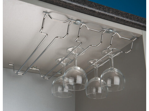 Wine Glass Rack 2xCol 2xClips Wall 300mm