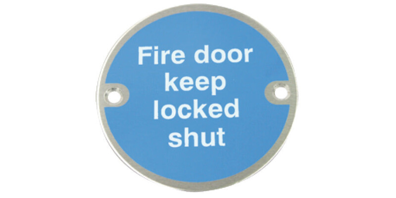 Fire Door Mandatory Sign, &Oslash; 76 x 1.5 mm Thick