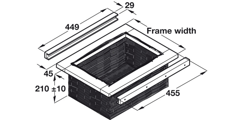 Wicker Basket/Beech Frame 500mm