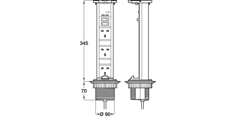 Powerdock Vert USB 3x13A Blk/Alu/PC