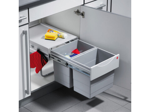 Hailo Tandem PO Bin 400mm 2x18L LGry