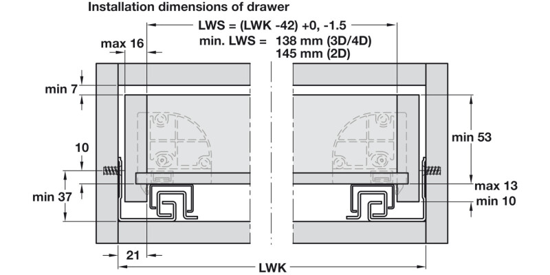 Dynapro Drawer Runner Full 40kg 450mm SZP