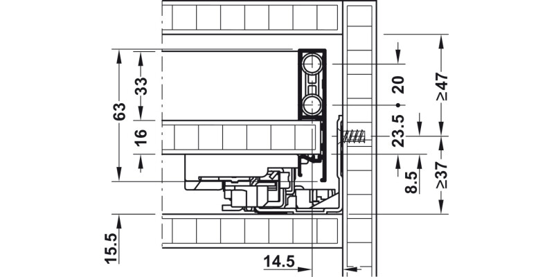 Dynapro Drawer Runner Full 40kg 450mm SZP