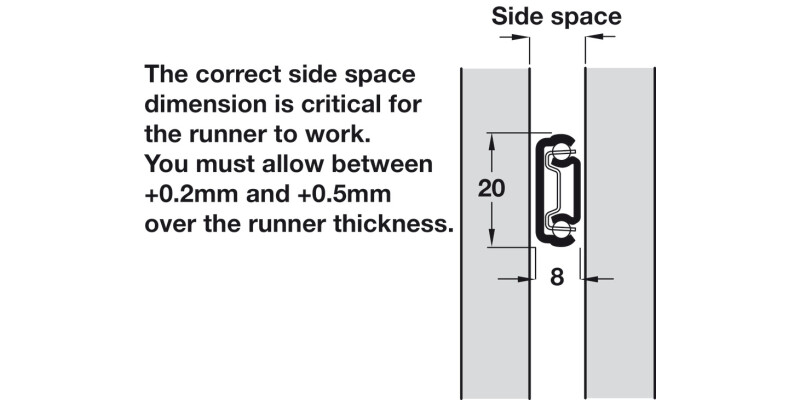 2421 BB Drawer Runner Sgl 16kg 300mm BZP