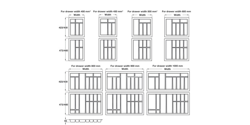 Cutlery Ins Blum 473/400mm Anthracite