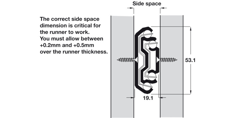 5321 BB Drawer Runner Full 160kg 500mm HGSS