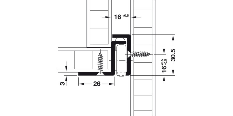 Drawer Runner Roller/Base Sgl 100kg 800mm Galv
