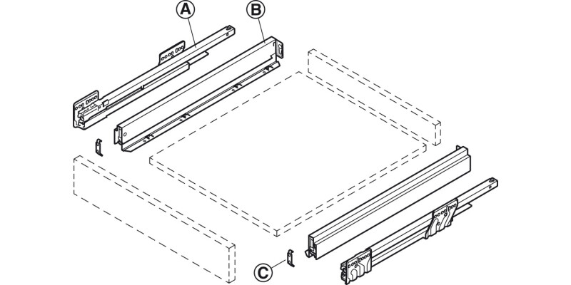 NovaPro Scala Drawer Set 40kg 63/450mm Stn