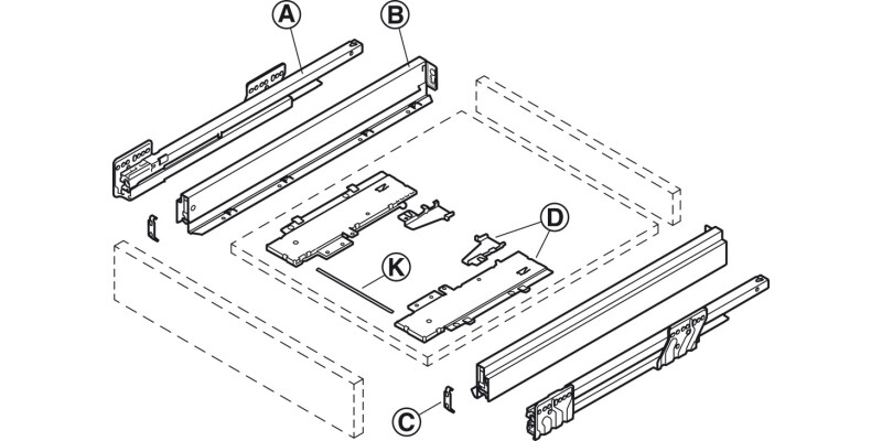 NovaPro Scala Drawer Set 40kg 63/450mm Stn