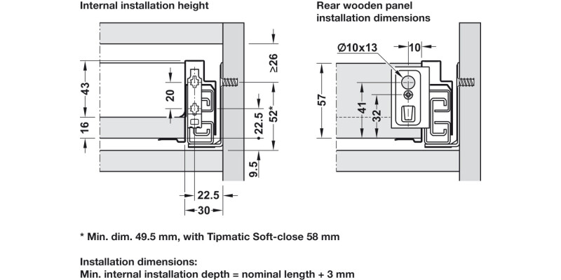NovaPro Scala Drawer Set 40kg 63/450mm Stn