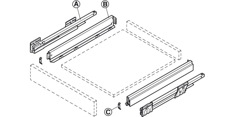 Drawer Set, 63 mm High, Length 450 mm, Nova Pro Scala
