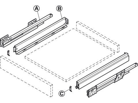 Drawer Set, 63 mm High, Length 450 mm, Nova Pro Scala