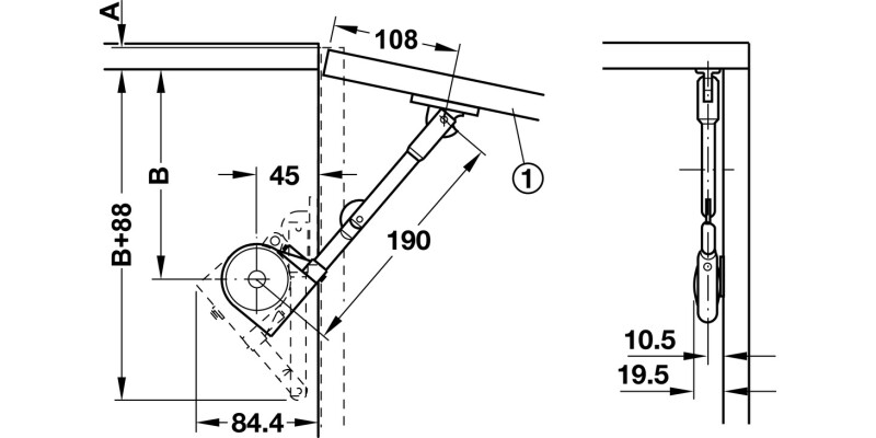 Lid Stay 190mm St NP/Pl Black