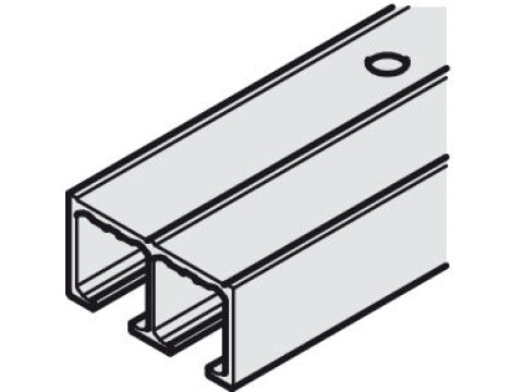 Top Track, Double, for Sliding Glass Cabinet Doors, Hawa-Clipo 16 GPK