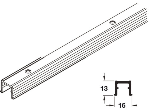 Single Guide Track, for Sliding Cabinet and Wardrobe Doors, Hawa
