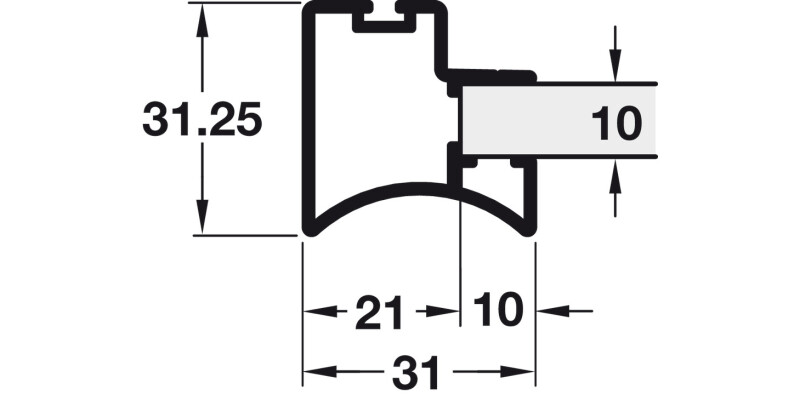 Japanese Door Hdl Profile 5.2m Alu Wht