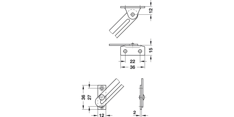 Lid Stay 150mm RH w Guide Slot