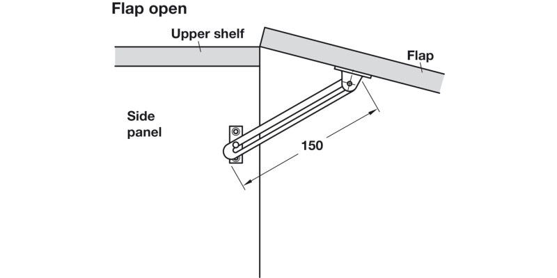 Lid Stay 150mm RH w Guide Slot