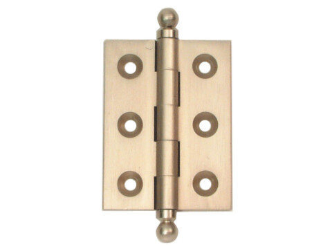 Unwashered Brass Butt Hinge With Threaded Detachable Ball Finial D6.5.5 X 50x38mm Polished Chrome Finish, image shows Satin Nickel