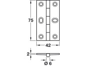 Butt Hinge Elong Sqr 75x42mm Brass PB