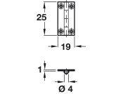 Butt Hinge Sqr 25x19mm Dr.Brass Self