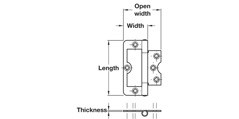 105 Flush Hinge Rad 75x33mm St EB