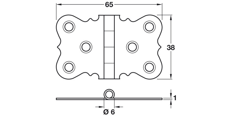 Seat hinge steel 38mm EB - 2Pk
