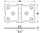 Seat hinge steel 38mm EB - 2Pk