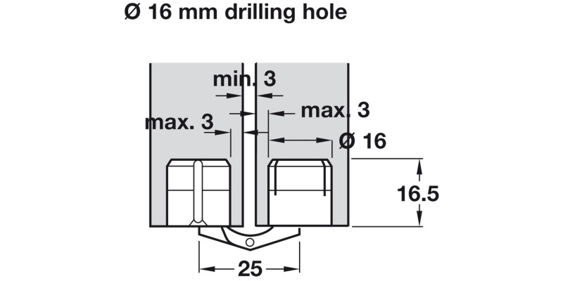 180D Zysa Hinge Drilling D16mm M.Brass
