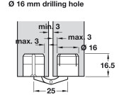 180D Zysa Hinge Drilling D16mm M.Brass