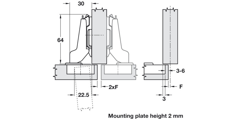 Nexis 95D Hinge Slide Sprung Half Hos