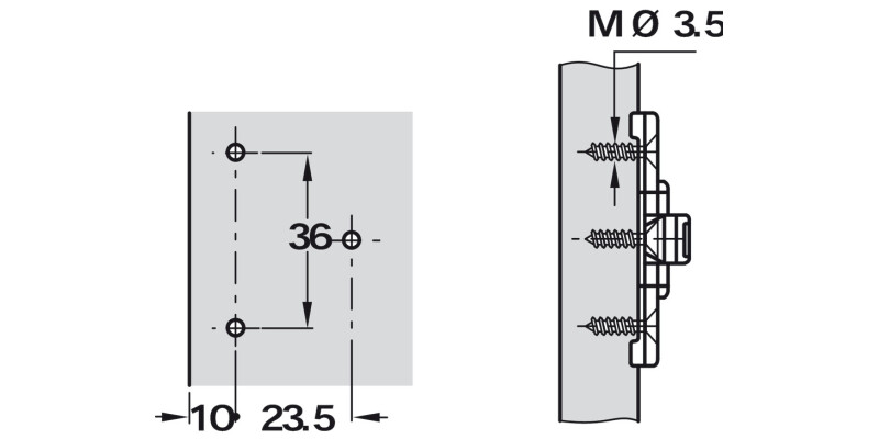 2mm Mounting Plate FaceFrame 1prt Click Hospa