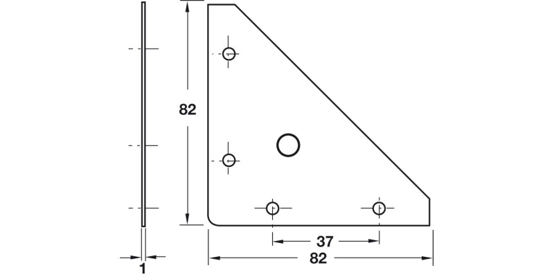 Corner Brace 82x82x1mm Galv St