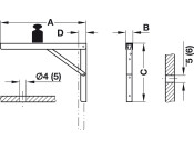 Hinged Bracket Adj 300mm 200kg/Pr St Wht