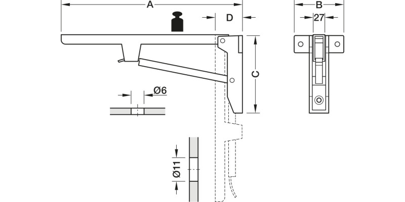 Hebgo HD Folding Bracket 480mm 500kg/Pr