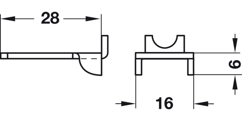 Shelf Support w Hole 16x28mm St Galv