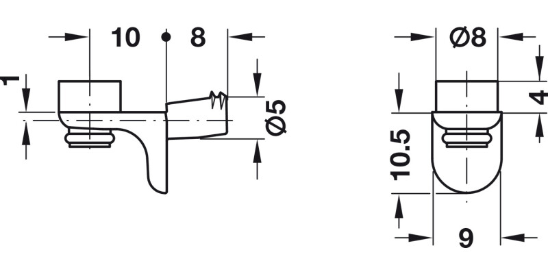 Gls Shelf Support D5mm Plug ZA NP