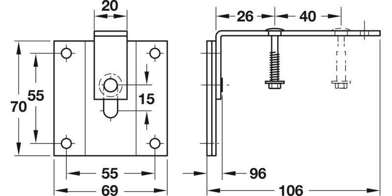 Securing Fitting For Foldaway Bed Black
