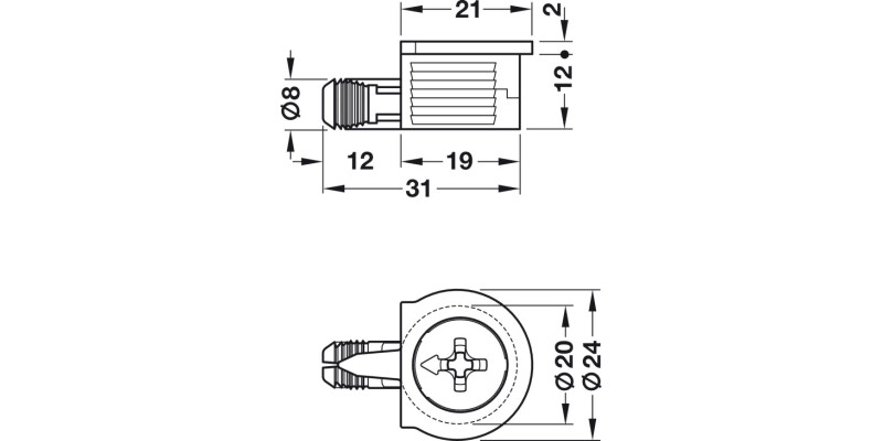 OneFix 1prt Connector D8/15mm Pl Beige