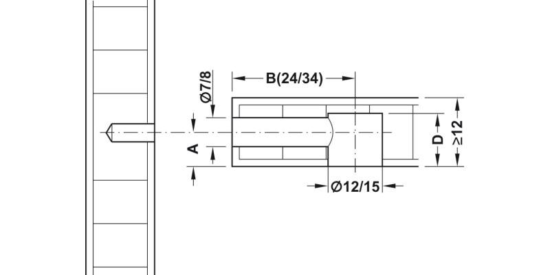 Minifix 15 Housing 12mm wo Rim NP