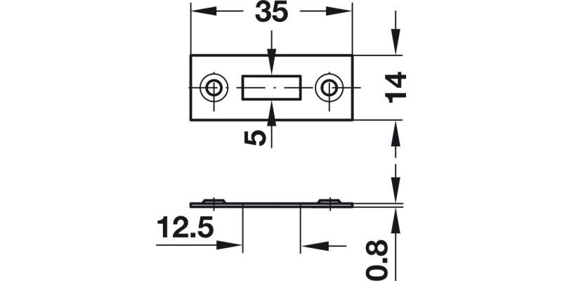 Striking Plate RM 14x35x0.8mm St PNP