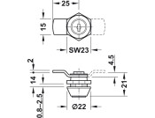 Cylinder Cam Lock Crnk 22mm Differ Dir.1