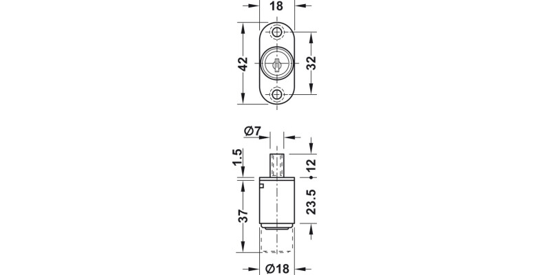 PushButton Cylinder D18mm M5 MNP Differ
