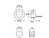 Mini Push-Lock+Rosette Set 13mm Pl MNP