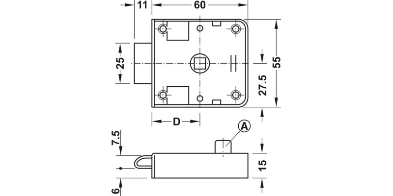 Cubicle Spr Lock Np 60x55x15mm