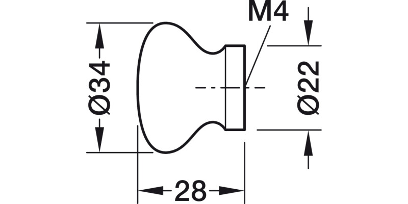Knob Unfinished Beech D34x28mm