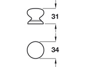 Knob Unfinished Oak D34x31mm