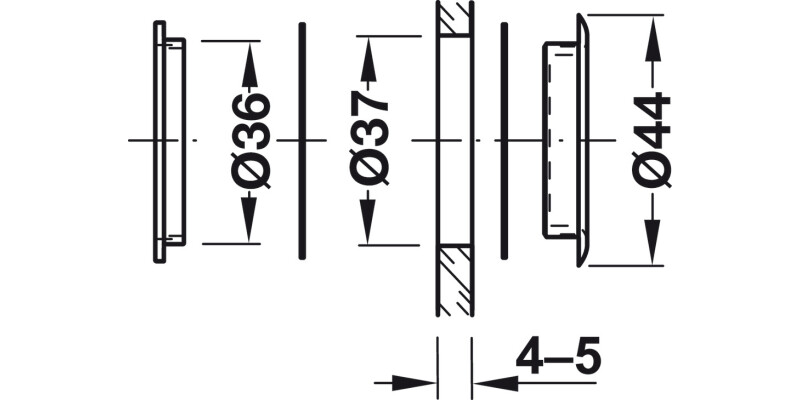 Inset Hdl Brass Pol Nkl Plt D43mm